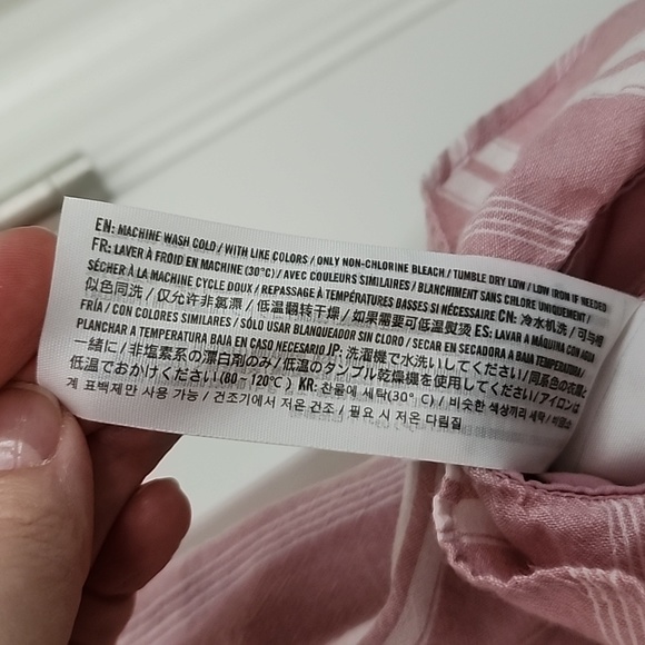 A&F pink and white striped flutter sleeve crop peplum top - Picture 10 of 10